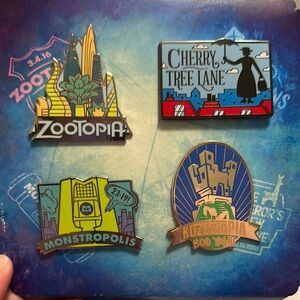 Disney Themed Collectible Pins Set